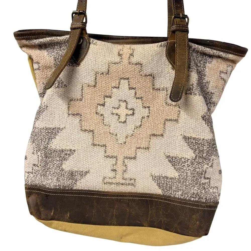 Myra Bag Tote Slouchy Southwestern Brown Textured Boho